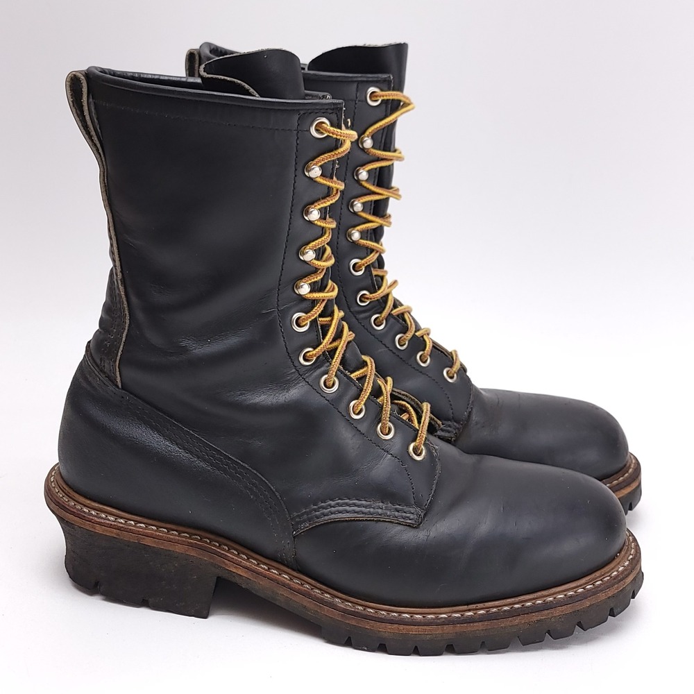 Rare Vintage Red Wing 2218 KO Logger Boots Black Leather USA 11.5 EEn Lineman